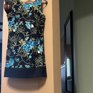AB Studio Black and Blue Floral Mini Dress
